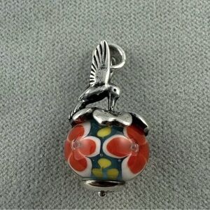 RETIRED James Avery Silver Hummingbird Glass Bead Finial Charm